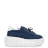 Women Casadei Women'S Sneakers | Casadei Blu Denim Maxi Platform Sneakers