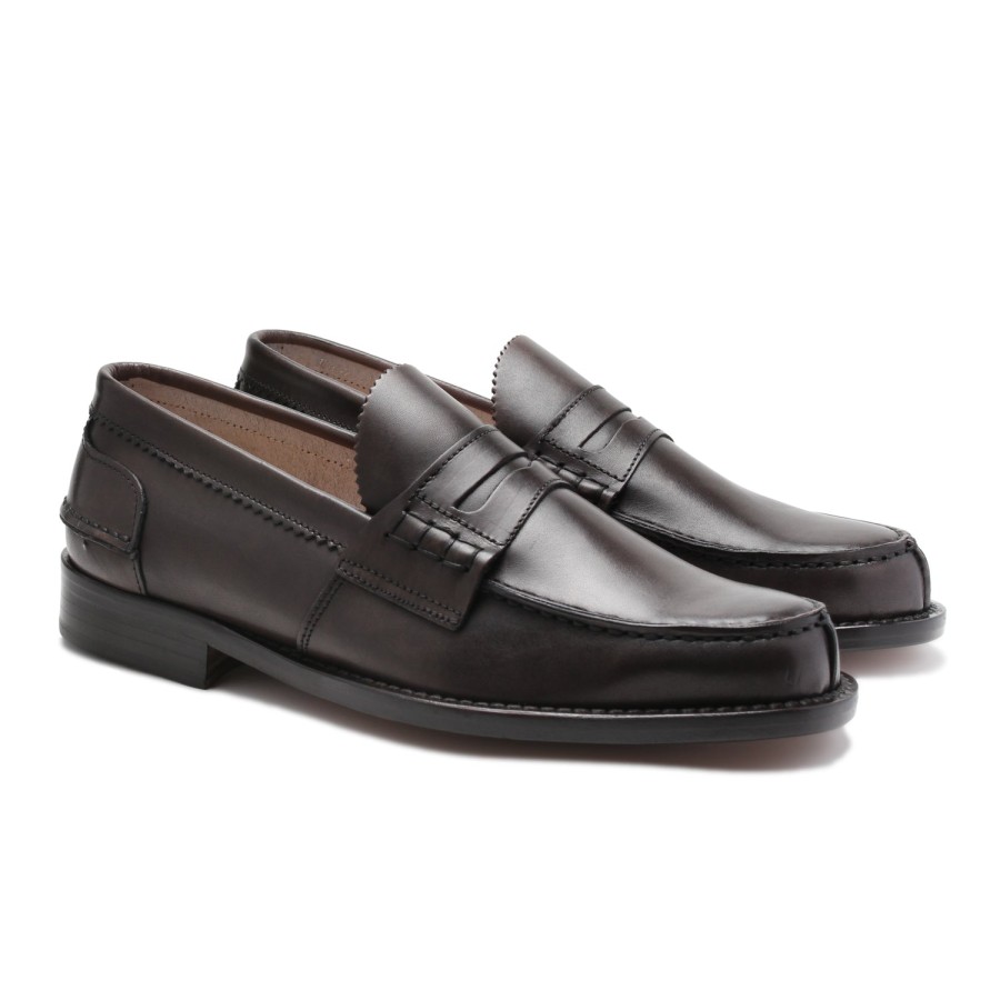 Men Saxone of Scotland Men'S Loafers | Saxone Of Scotland Dark Brown Leather Mens Loafers Shoes