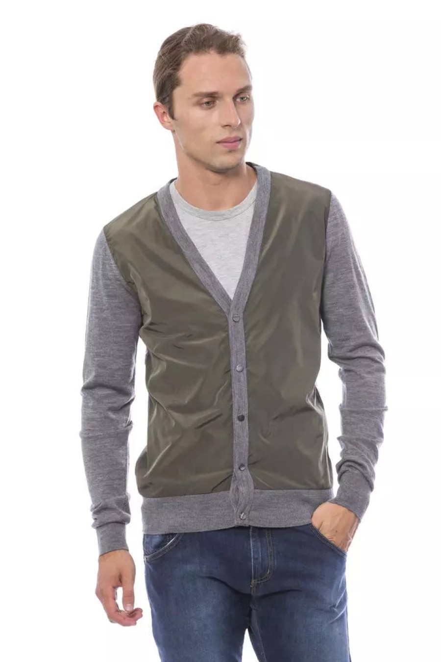 Men Verri Men'S Cardigans | Verri Elegant Gray Wool-Blend Cardigan