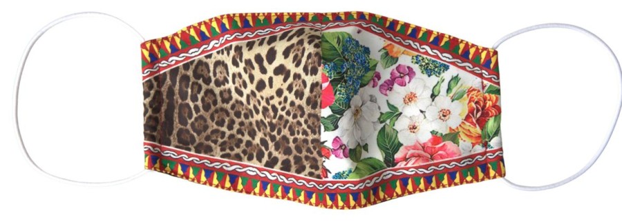 Women Dolce & Gabbana Women'S Others Accessories | Dolce & Gabbana Multicolor Leopard Floral Elastic Ear Strap Face Mask