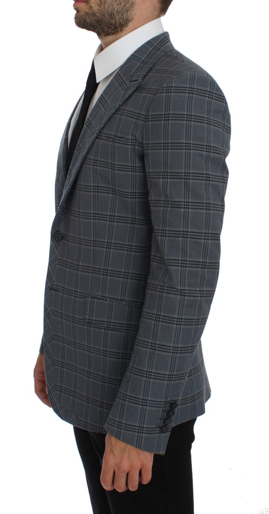 Men Dolce & Gabbana Men'S Blazers | Dolce & Gabbana Blue Checkered Slim Fit Blazer Jacket