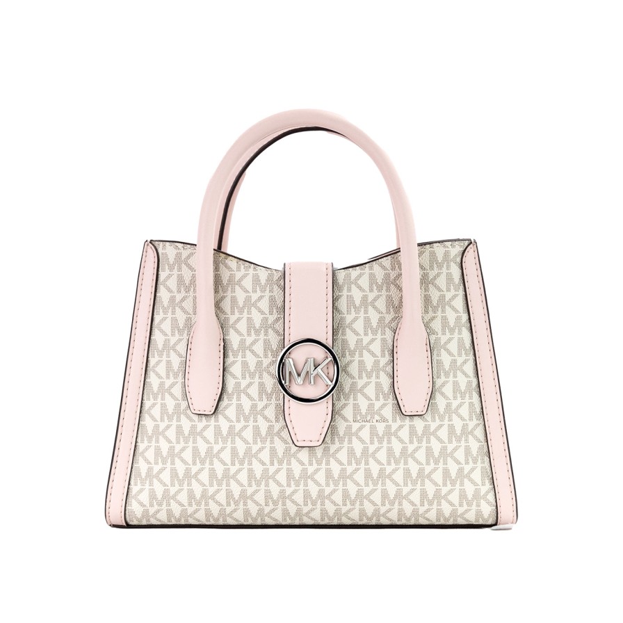 Women Michael Kors Women Satchel Bags | Michael Kors Gabby Small Powder Blush Pvc Top Zip Satchel Crossbody Ba