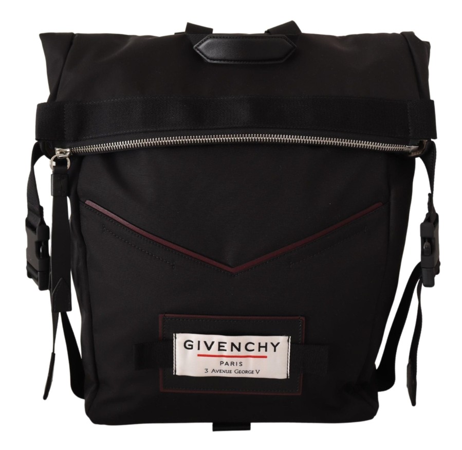 Men Givenchy Men Backpacks | Givenchy Black Fabric Downtown Top Zip Backpack