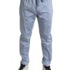 Men Dolce & Gabbana Men'S Jeans & Pants | Dolce & Gabbana Light Blue Cotton Stretch Jogger Pants