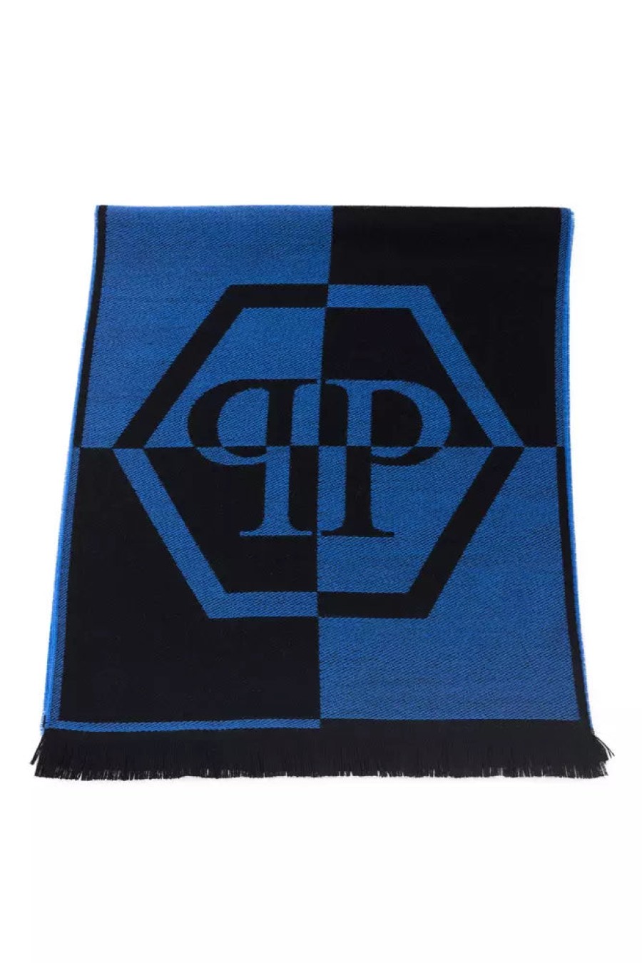 Men Philipp Plein Men'S Scarves | Philipp Plein Elegant Fringed Hem Wool Blend Scarf