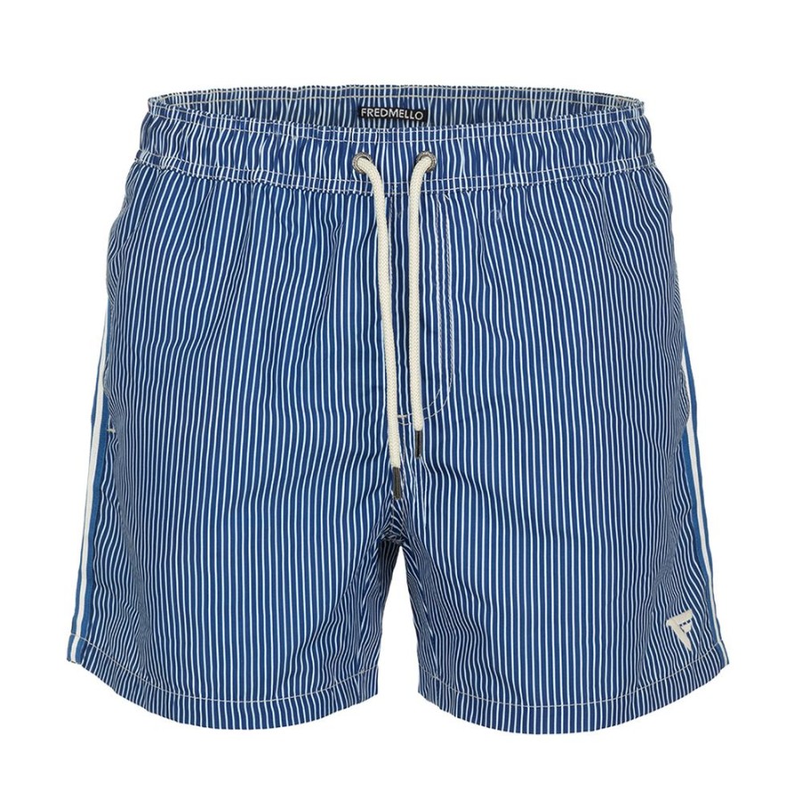 Men Fred Mello Men'S Swimwear | Fred Mello Chic Striped Blue Swimsuit For Men