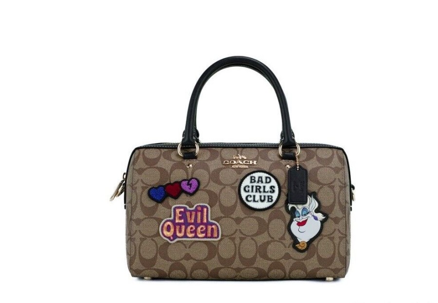 Women COACH Women Satchel Bags | Coach Disney Villain Patches Signature Coated Canvas Rowan Satchel Bag