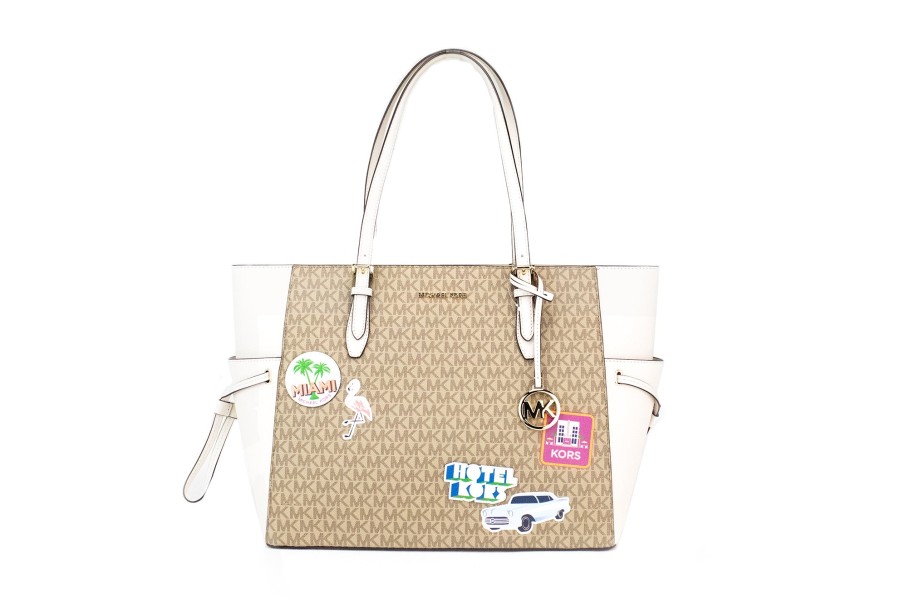 Women Michael Kors Women'S Tote Bags | Michael Kors Gilly Large Travel Miami Print Signature Pvc Tote Handbag