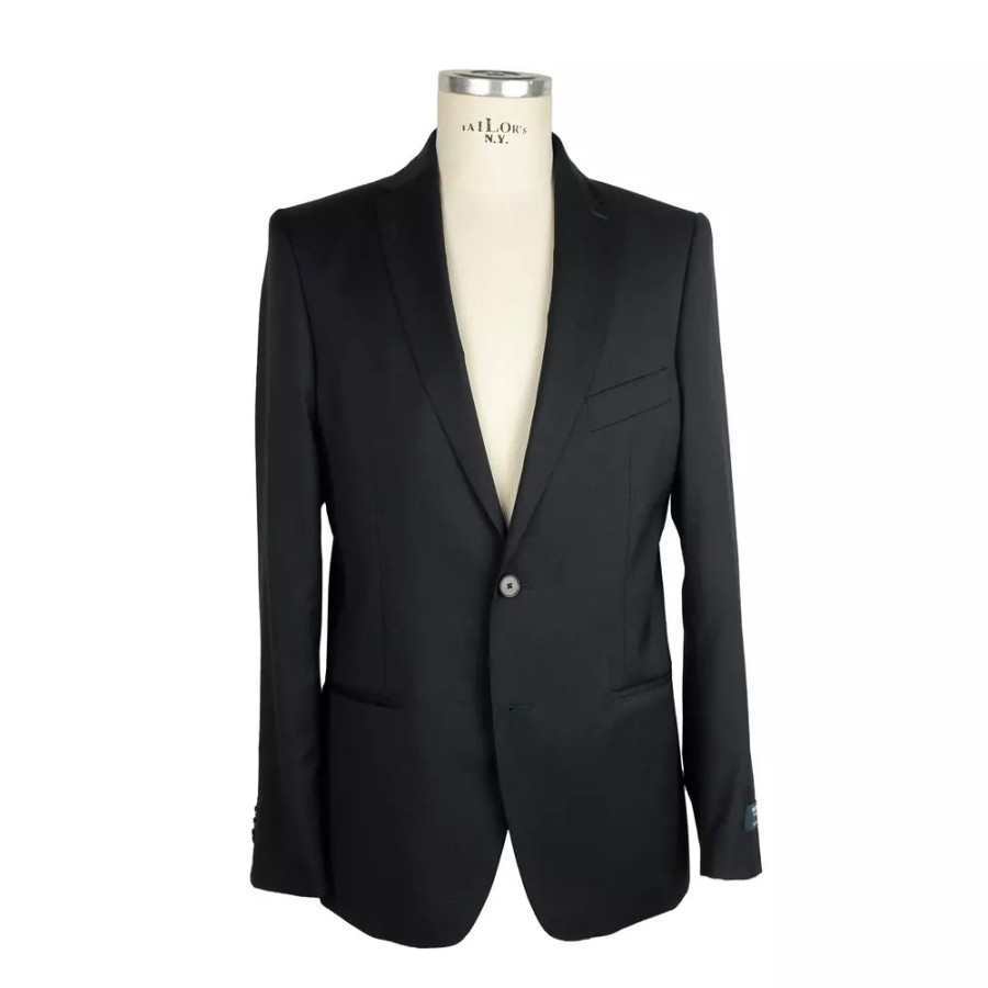 Men Made in Italy Men'S Suits | Made In Italy Elegant Milano Black Wool Suit