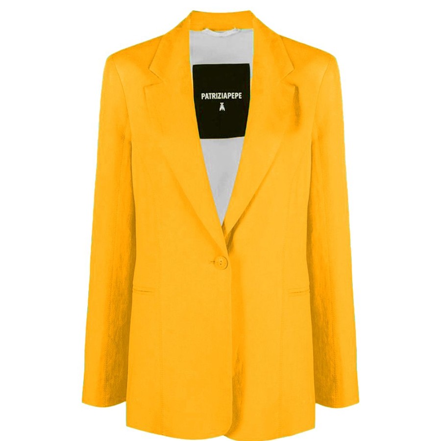 Women Patrizia Pepe Women'S Suits & Blazers | Patrizia Pepe Orange Viscose Suits & Blazer