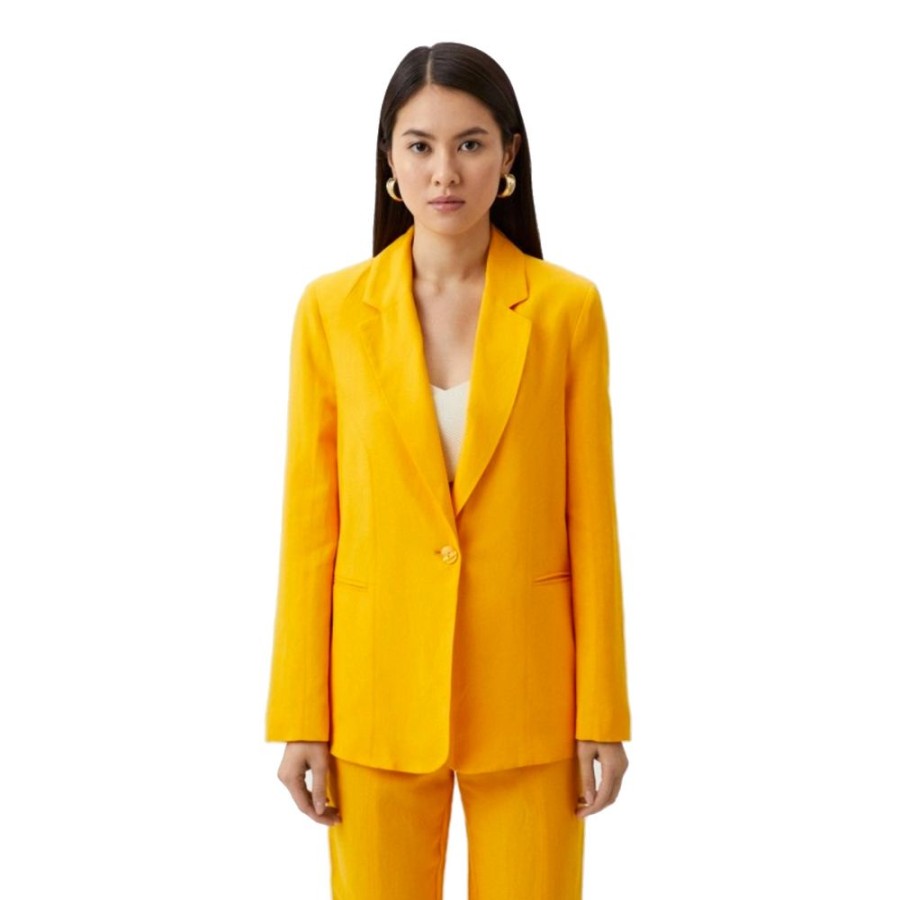 Women Patrizia Pepe Women'S Suits & Blazers | Patrizia Pepe Orange Viscose Suits & Blazer