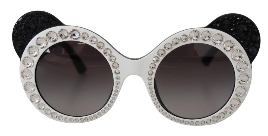 Women Dolce & Gabbana | Dolce & Gabbana White Black Acetate Crystal Shades Dg4325Bm Sunglasses