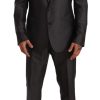 Men Dolce & Gabbana Men'S Suits | Dolce & Gabbana Gray Slim Fit Wool Silk Martini Suit