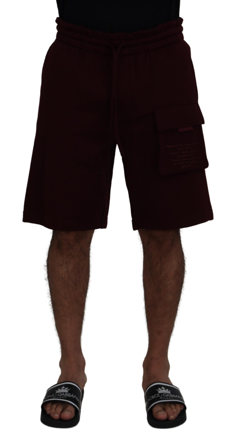 Men Dolce & Gabbana Men'S Shorts | Dolce & Gabbana Maroon Bermuda Cargo Men Shorts