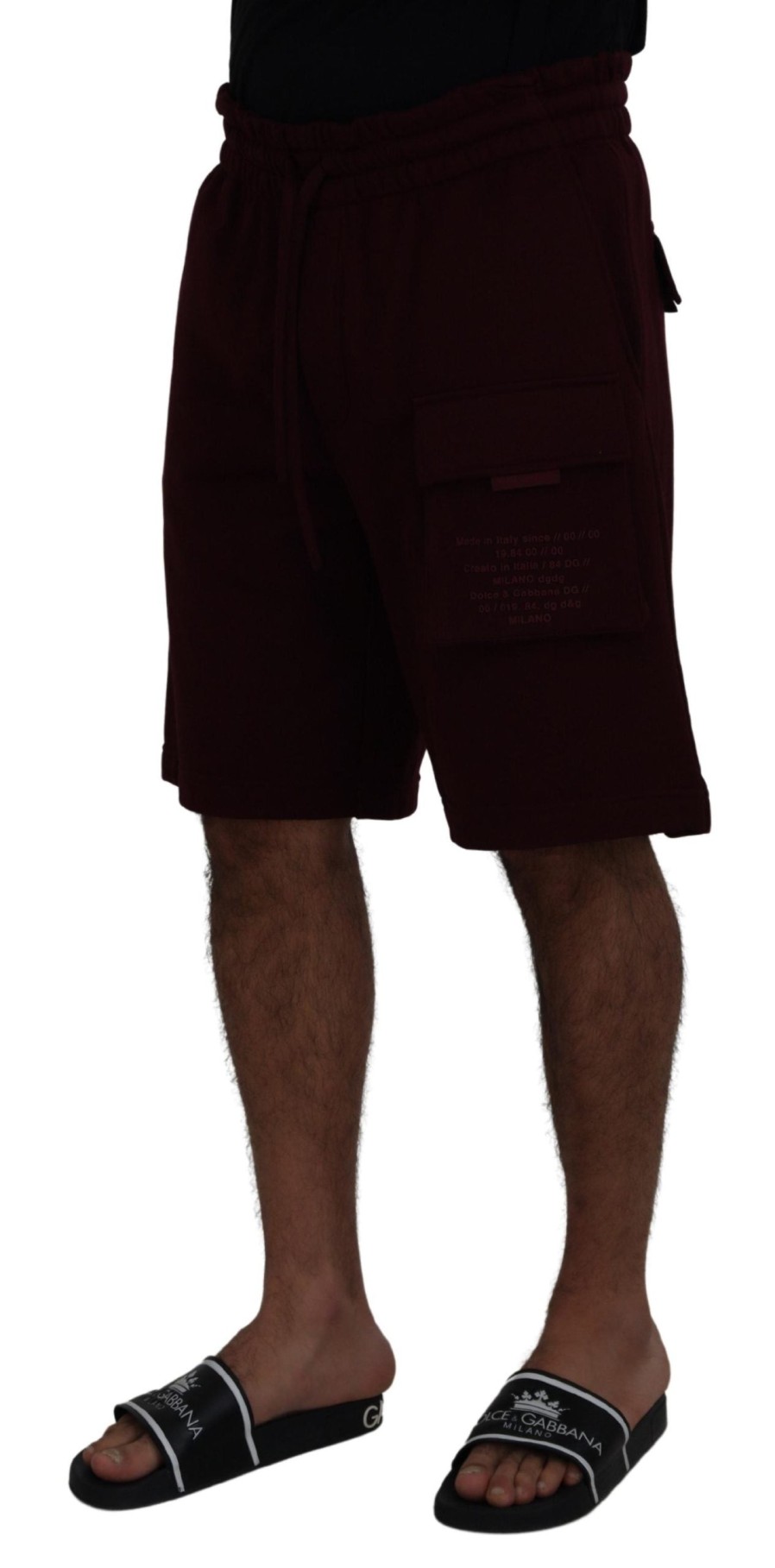 Men Dolce & Gabbana Men'S Shorts | Dolce & Gabbana Maroon Bermuda Cargo Men Shorts