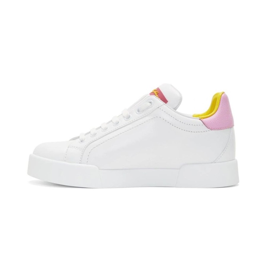 Women Dolce & Gabbana Women'S Sneakers | Dolce & Gabbana Elegant Calfskin Leather Sneakers In Pastel Tones