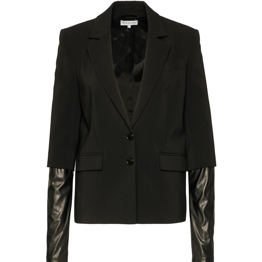 Women Patrizia Pepe Women'S Suits & Blazers | Patrizia Pepe Black Polyester Suits & Blazer