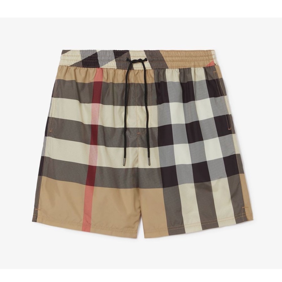 Men Burberry Men'S Swimwear | Burberry Elegant Tartan Swim Trunks