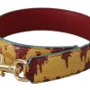 Women Dolce & Gabbana Women'S Leather Accessories | Dolce & Gabbana Yellow Red Leather Gold Tone Shoulder Strap