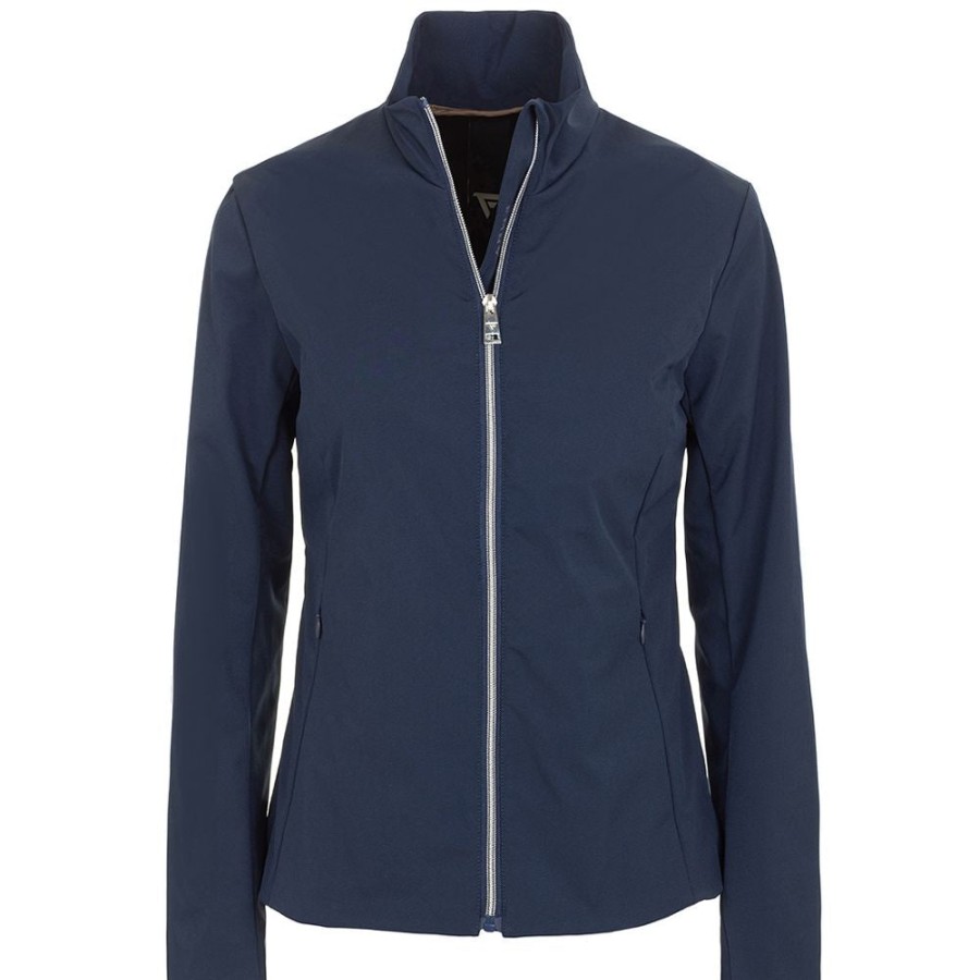 Women Fred Mello Women'S Jackets & Coats | Fred Mello Elegant Solid Blue Technical Fabric Jacket