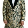 Men Dolce & Gabbana Men'S Jackets | Dolce & Gabbana Dolce & Gabbana Jacket Sicilia Green Gold Jacquard Lon