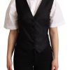 Women Dolce & Gabbana Women'S Vest | Dolce & Gabbana Black Silk Sleeveless Waistcoat Vest