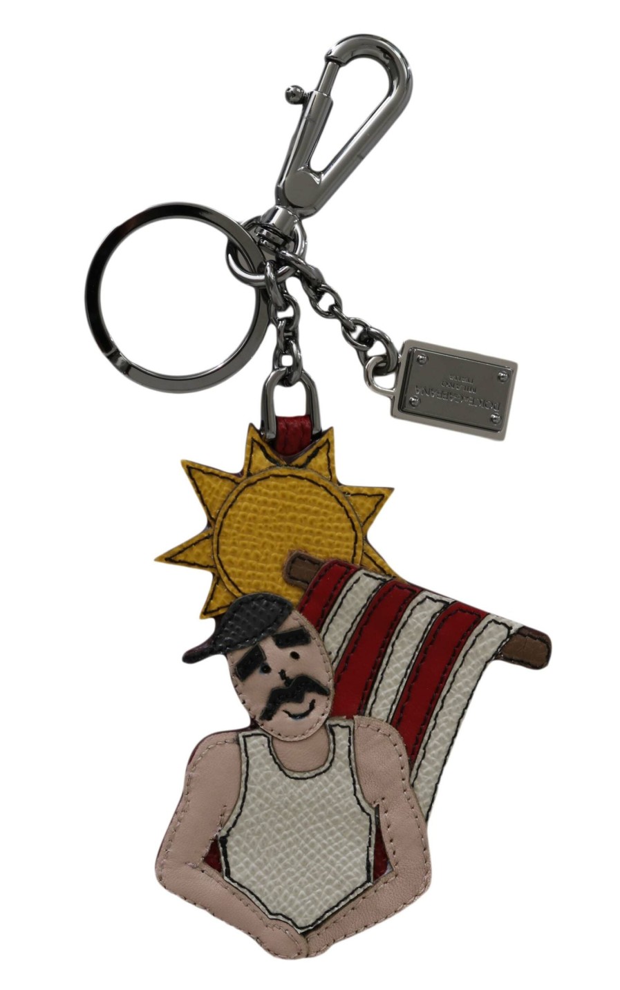 Men Dolce & Gabbana Men'S Keychains | Dolce & Gabbana Multicolor Leather Beach Sun Sicily Keychain