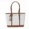 Women Michael Kors Women'S Tote Bags | Michael Kors Jet Set Travel Small Vanilla Pvc Shoulder Tote Handbag Ba