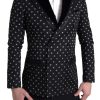 Men Dolce & Gabbana Men'S Blazers | Dolce & Gabbana Black Slim Fit Double Breasted Blazer