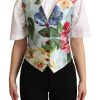 Women Dolce & Gabbana Women'S Vest | Dolce & Gabbana Mint Green Floral Silk Waistcoat Vest