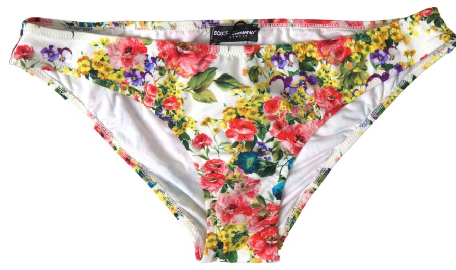 Women Dolce & Gabbana Women'S Underwear | Dolce & Gabbana Multicolor Floral Beachwear Swimwear Bottom Bikini