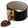 Women Dolce & Gabbana Women'S Bracelets | Dolce & Gabbana Black Dauphine Leather Dg Heart Key Ring Bracelet