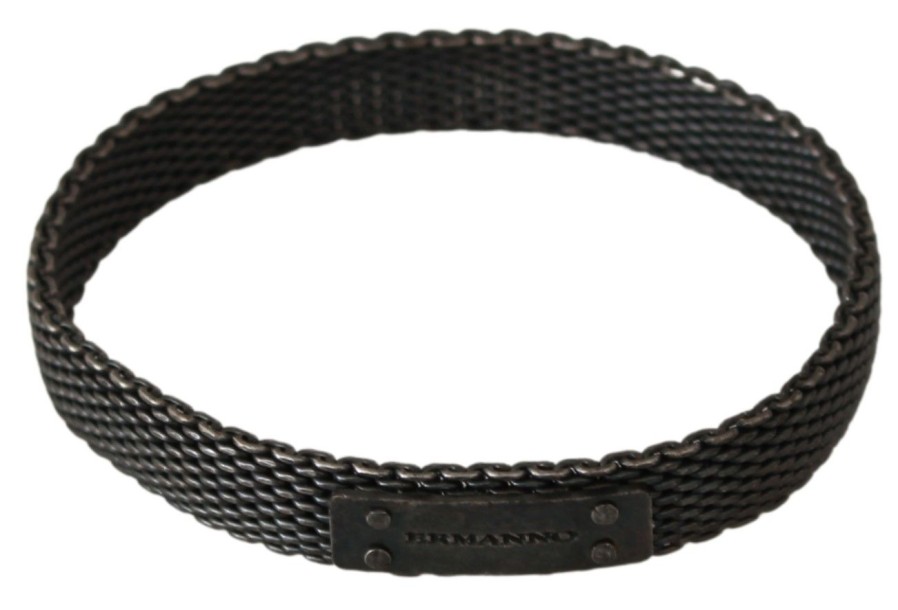 Men Ermanno Scervino Men'S Bracelets | Ermanno Scervino Silver Branded Metal Steel Unisex Bracelet