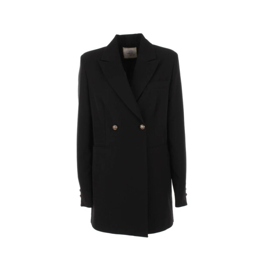 Women Yes Zee Women'S Suits & Blazers | Yes Zee Chic Double-Breasted Crepe Jacket