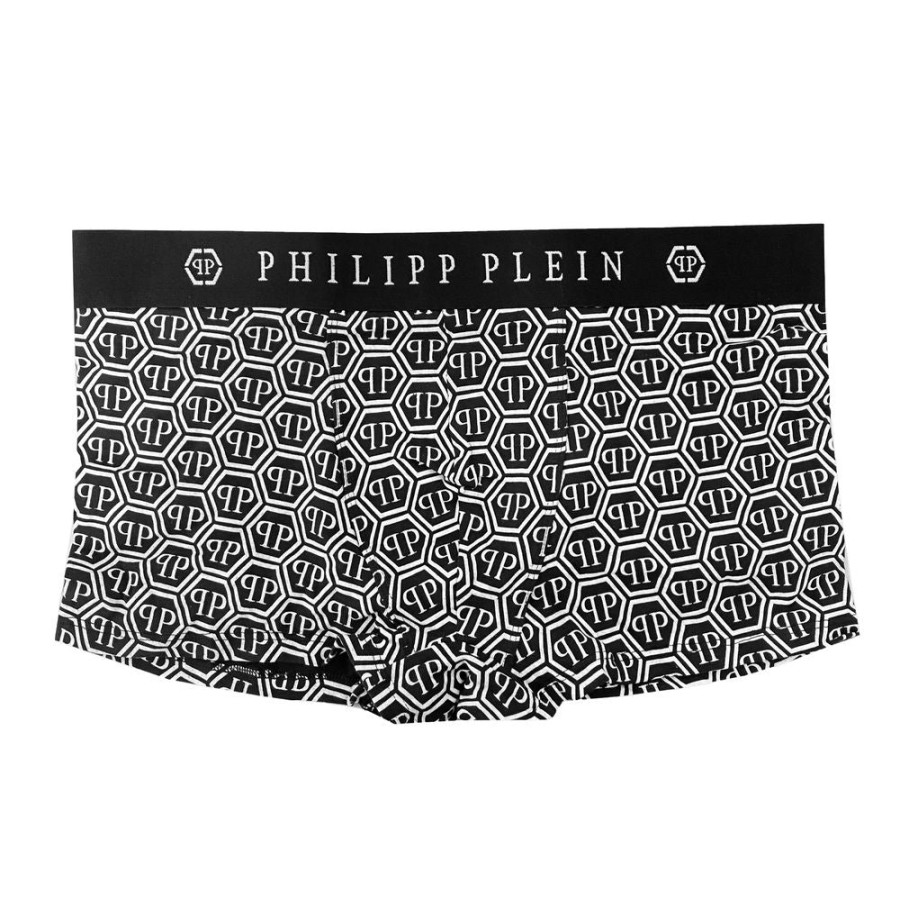 Men Philipp Plein Men'S Underwear | Philipp Plein Elegant Monochrome Boxers With Signature Logo