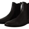 Men Dolce & Gabbana Men'S Boots | Dolce & Gabbana Black Leather Derby Boots Ankle