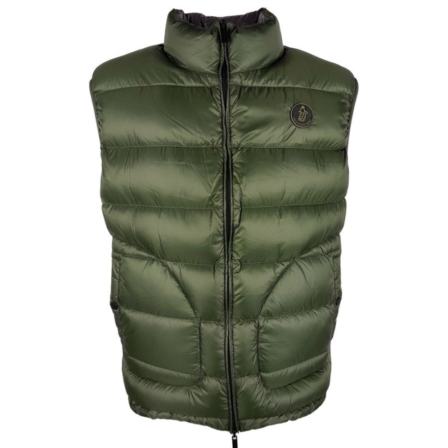 Men Centogrammi Men'S Vests | Centogrammi Reversible Green & Grey Duck Down Vest