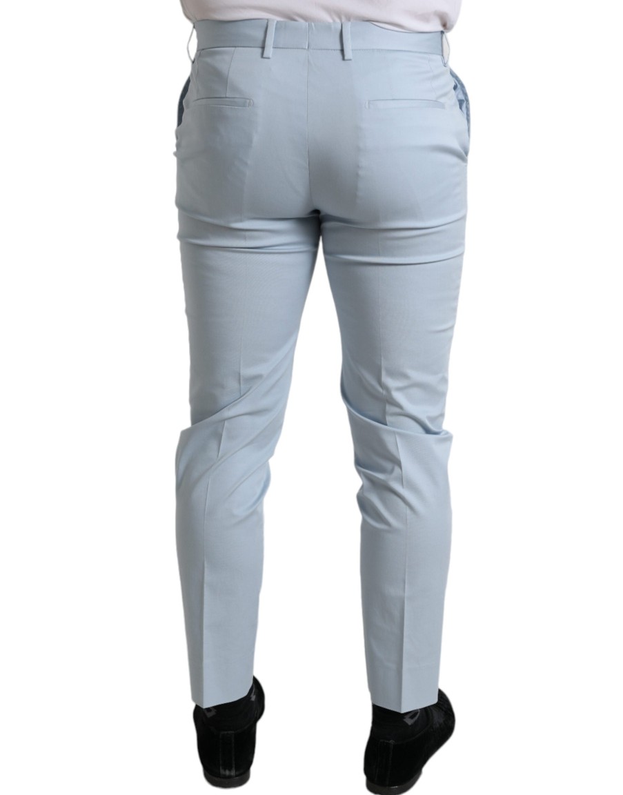 Men Dolce & Gabbana Men'S Jeans & Pants | Dolce & Gabbana Sky Blue Cotton Stretch Skinny Pants