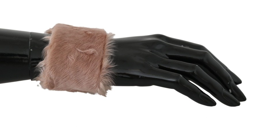 Women Dolce & Gabbana Women'S Bracelets | Dolce & Gabbana Beige Cuff Women 100% Lamb Fur Bracelet