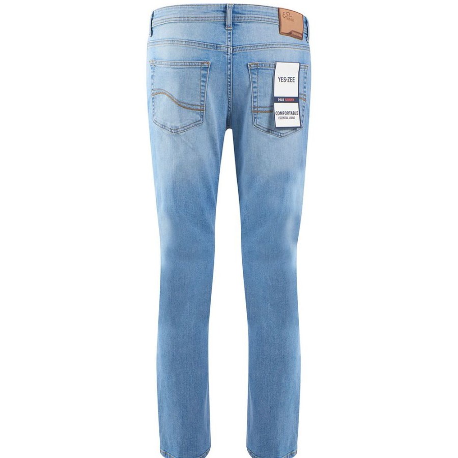 Men Yes Zee Men'S Jeans & Pants | Yes Zee Chic Light Blue Comfort Denim Jeans