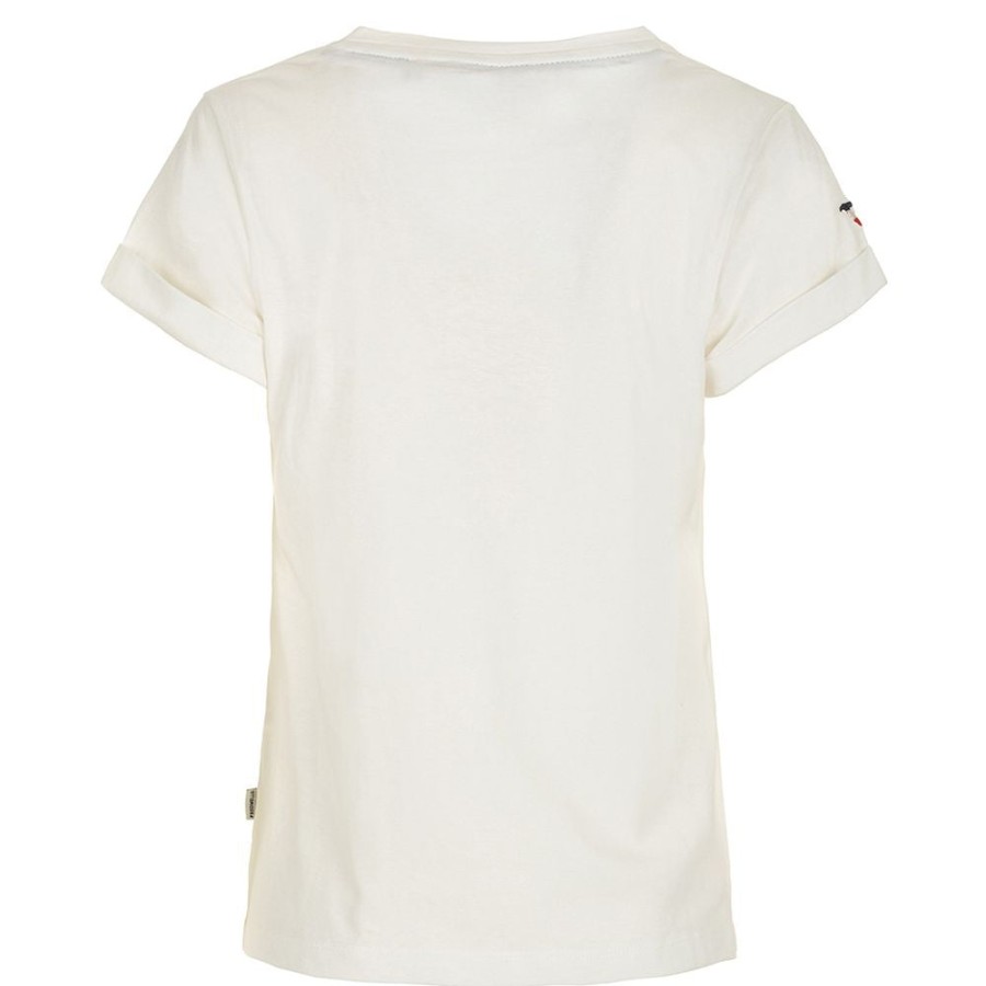 Women Fred Mello Women'S Tops & T-Shirts | Fred Mello Chic White Cotton Tee With Flag Logo Print