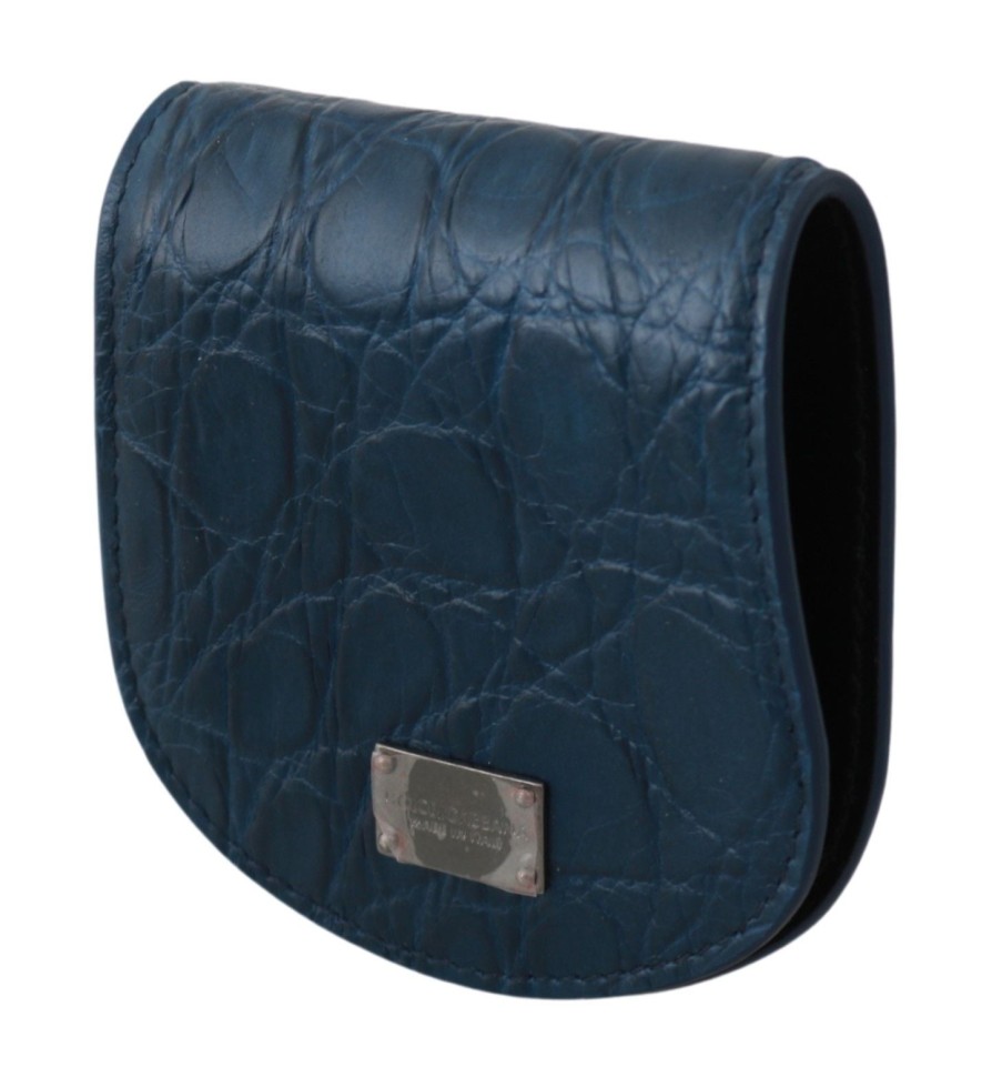 Men Dolce & Gabbana Men'S Other Accessories | Dolce & Gabbana Blue Leather Holder Pocket Condom Case