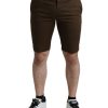 Men Dolce & Gabbana Men'S Shorts | Dolce & Gabbana Brown Cotton Stretch Men Bermuda Shorts