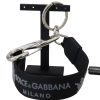 Women Dolce & Gabbana Women'S Keychains | Dolce & Gabbana Black Polyester Logo Silver Tone Brass Keychain