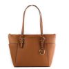 Women Michael Kors Women'S Tote Bags | Michael Kors Charlotte Signature Leather Large Top Zip Tote Handbag Ba