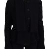 Women Dolce & Gabbana Women'S Suits & Blazers | Dolce & Gabbana Black Wool Coat Blazer Wrap Jacket