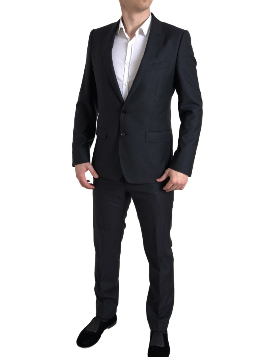 Men Dolce & Gabbana Men'S Suits | Dolce & Gabbana Black 2 Piece Single Breasted Martini Suit