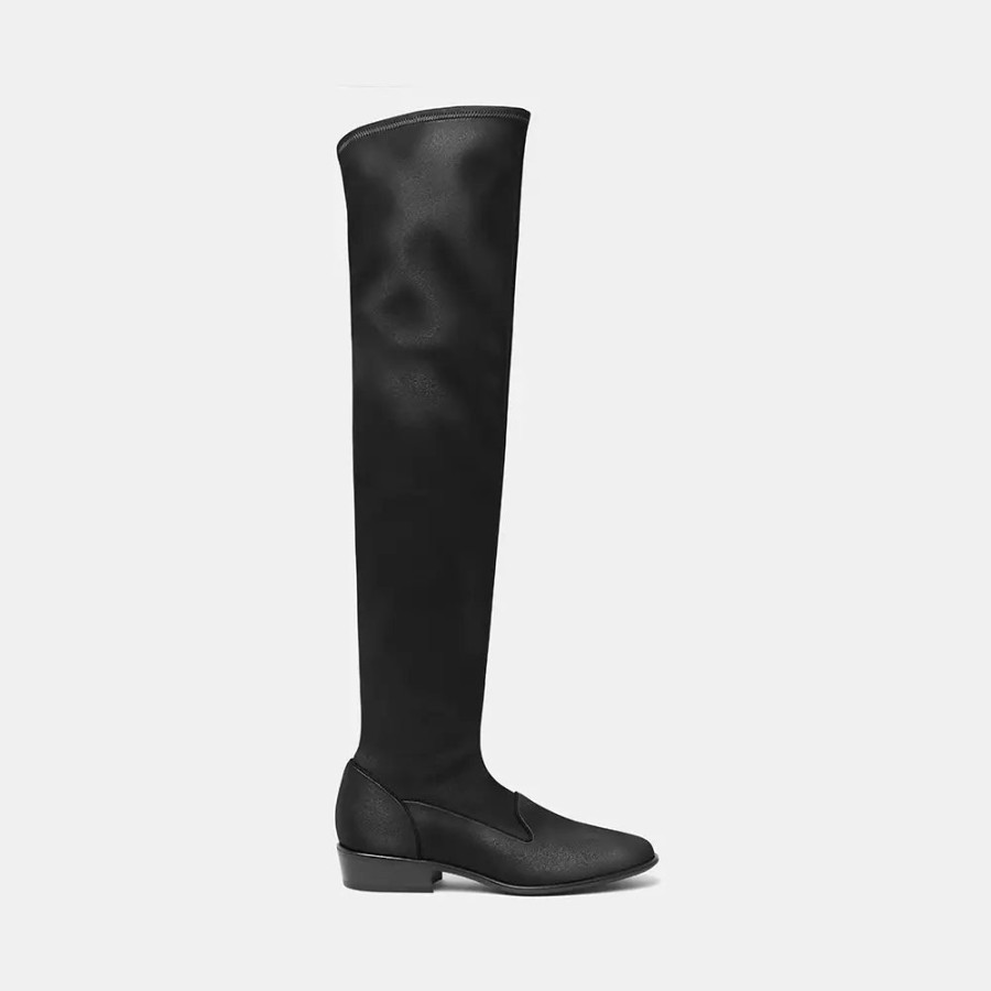 Women Charles Philip Women'S Boots | Charles Philip Elegant Black Leather Knee-High Boots