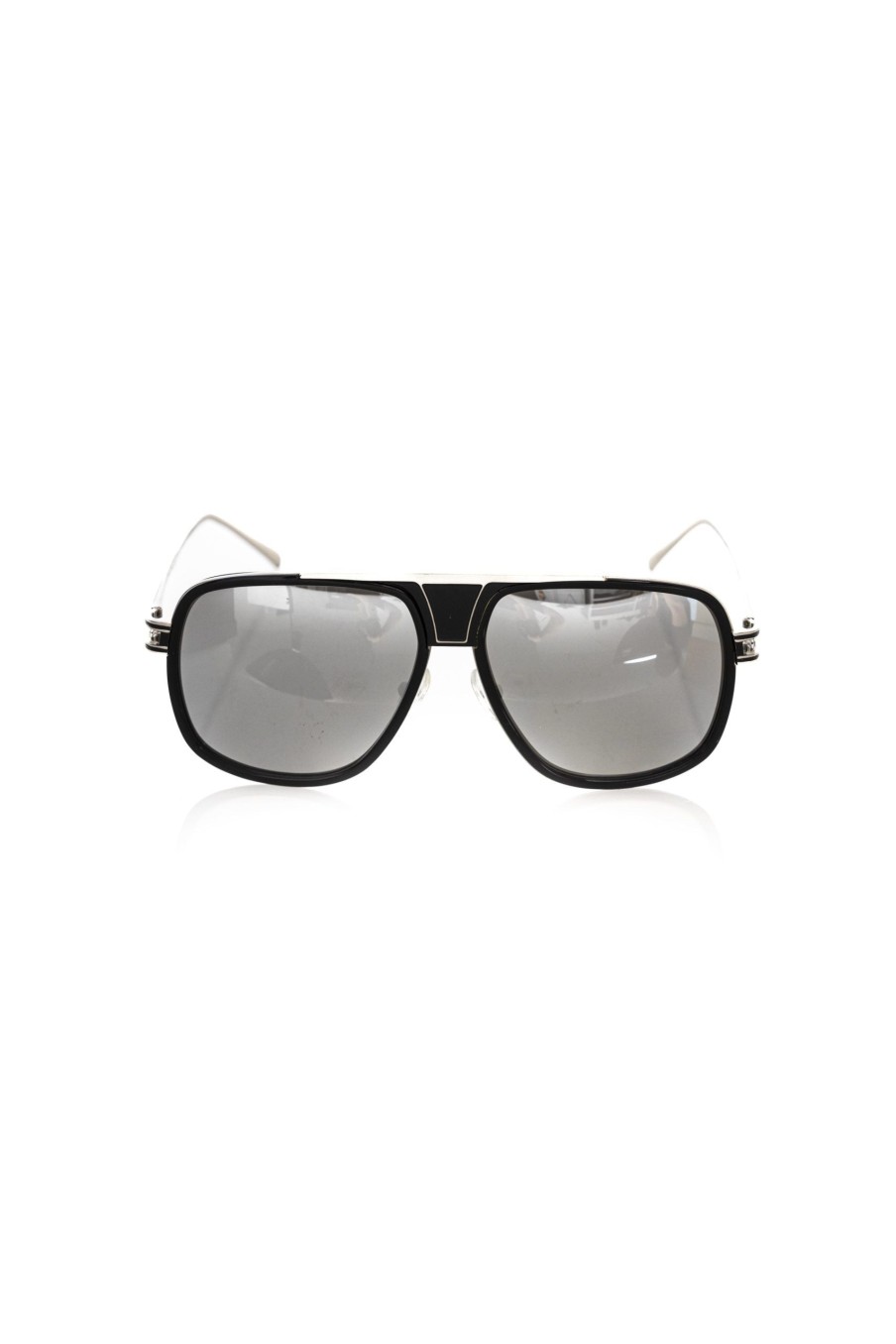 Men Frankie Morello | Frankie Morello Sleek Metallic Fibre Shield Sunglasses