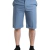 Men Dolce & Gabbana Men'S Shorts | Dolce & Gabbana Sky Blue Cotton Folded Hem Men Bermuda Shorts